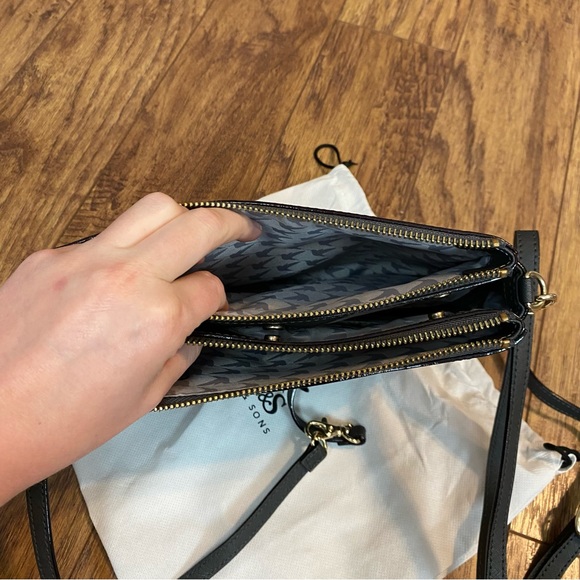 Lo & Sons the Pearl black dark gray Saffiano leather crossbody bag - Picture 4 of 9